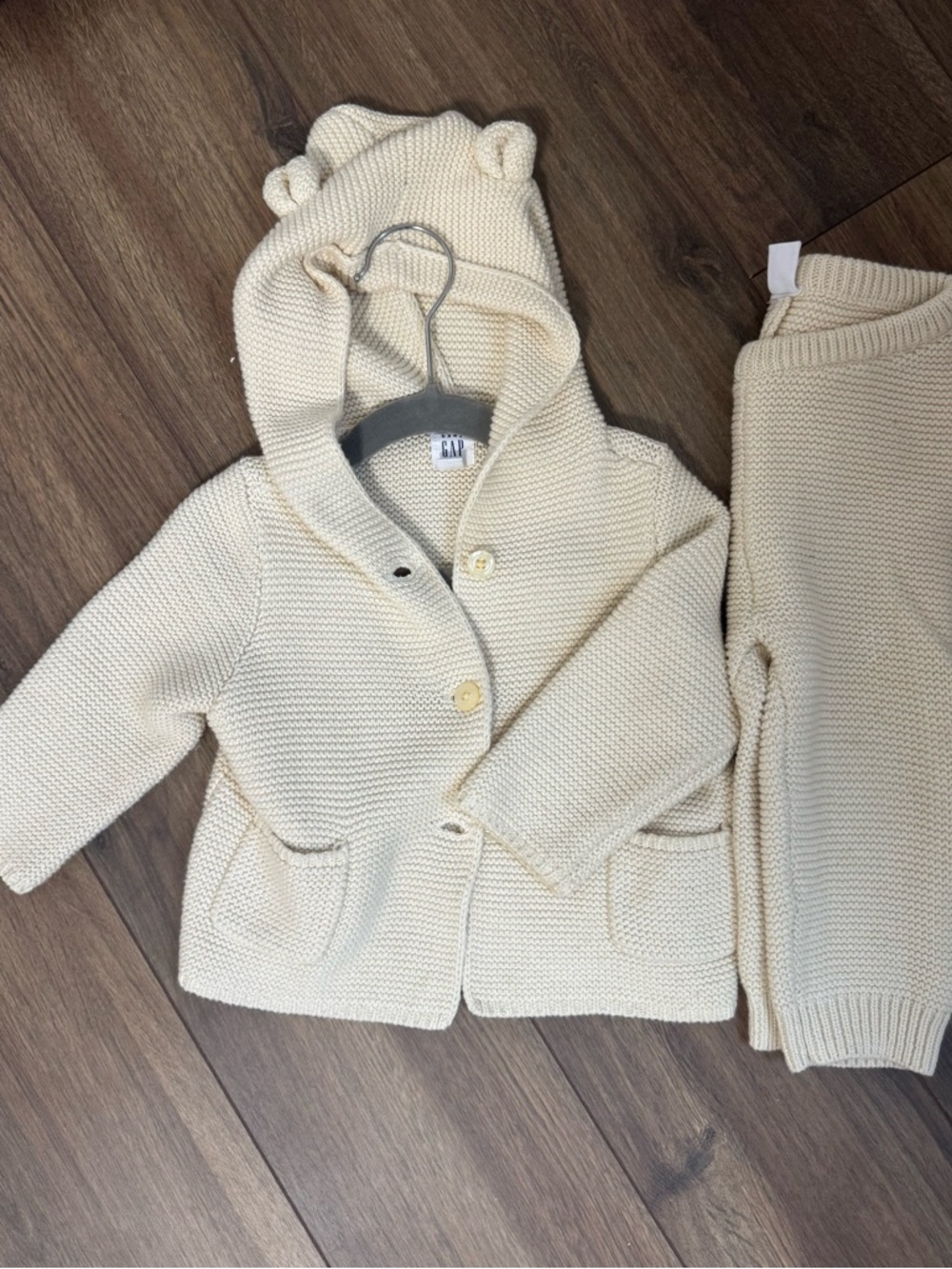 Baby GAP Cream Knit Baby Hoodie & Pants Set